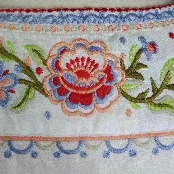 John Mark 100% Linen Floral Embroidered  Tunic Blouse Boho sz S - Picture 10 of 13